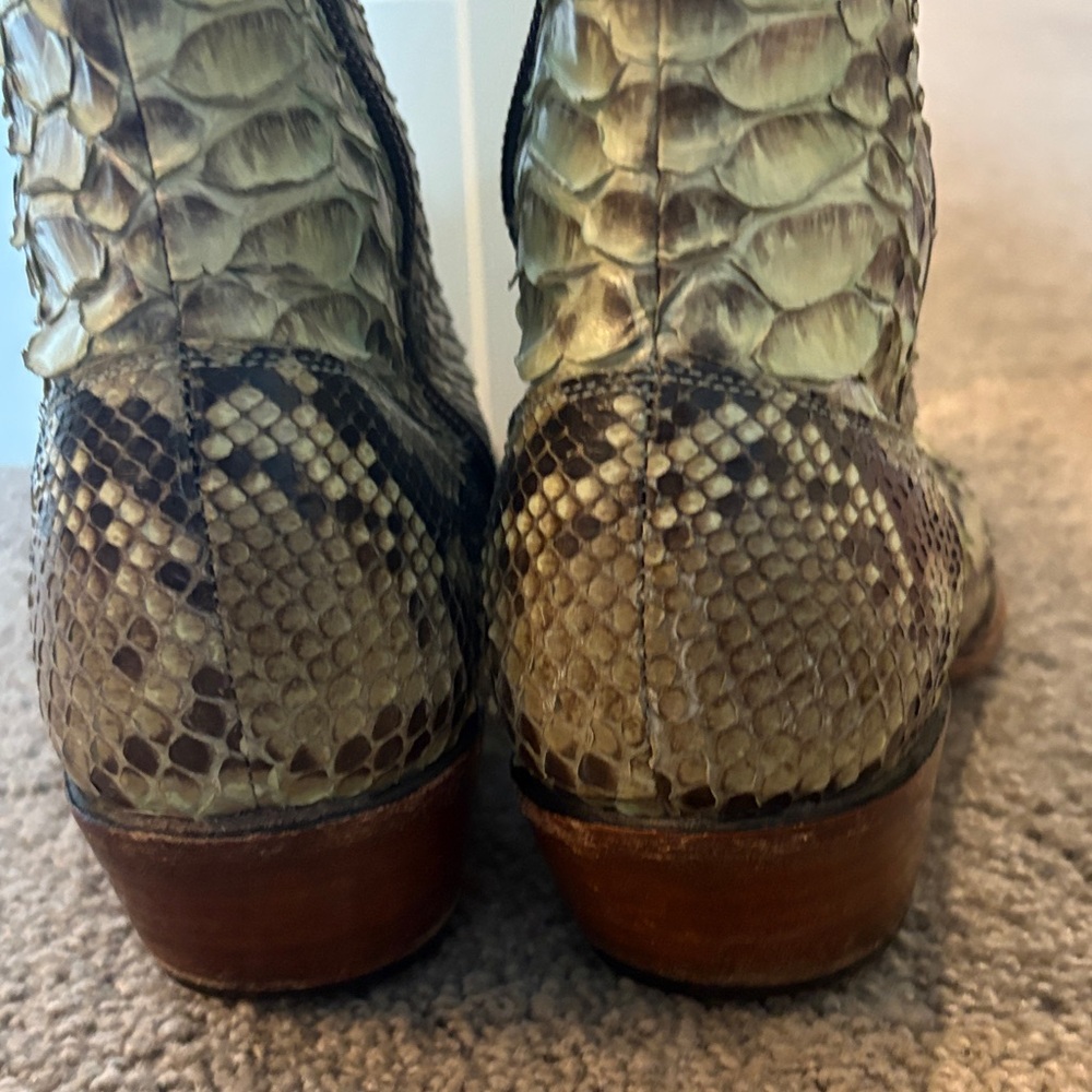 Old Gringo Snakeskin Ankle Boots in Green and Brown - Picture 5 of 12